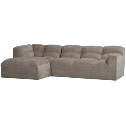Chaise longue Tibas en tissu tissé gauche sable