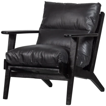 Houston fauteuil en cuir véritable noir