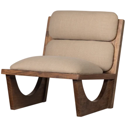 Opulent fauteuil bouclé bois naturel