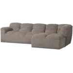 Chaise longue Tibas droite en tissu tissé sable