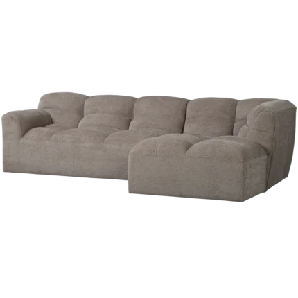 Chaise longue Tibas droite en tissu tissé sable