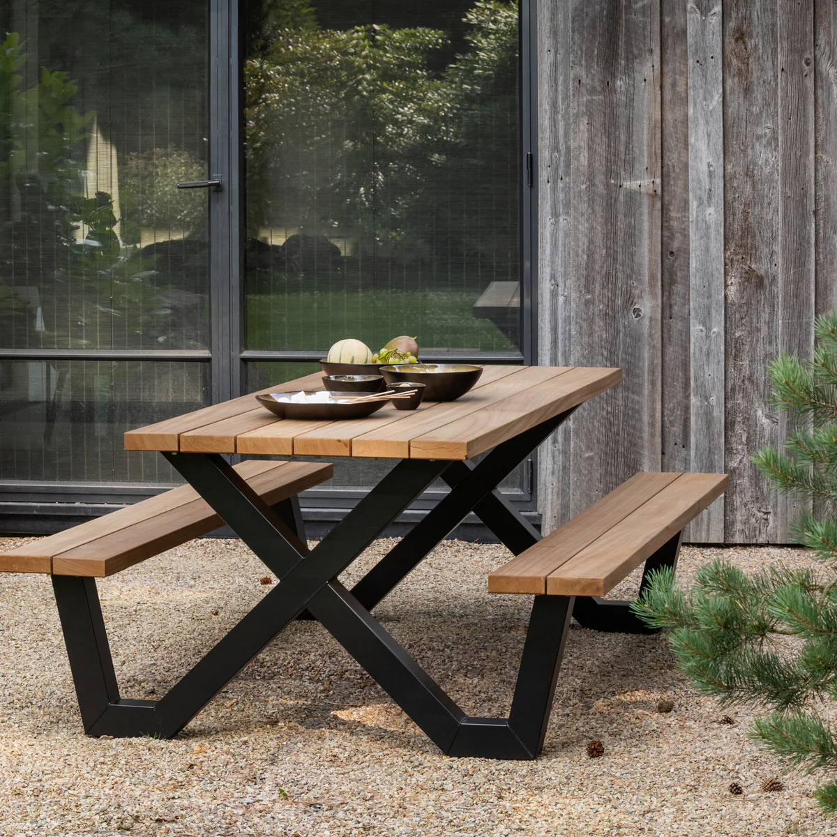 Tablo outdoor picknicktafel ayous natural x-poot metal – Image 3