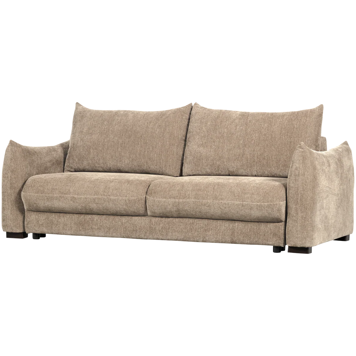 377629-N-01_VS_ES_jonne_3-zits_slaapbank_chenille_bruin_FA Canapé-lit 3 places Jonne en chenille naturel – Image 1