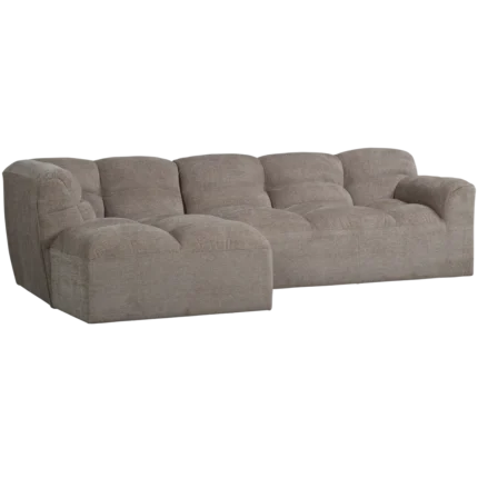 Chaise longue Tibas en tissu tissé gauche sable